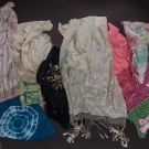 5 SILK FRINGED SHAWLS, EARLY 20TH C
