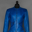 YSL BLUE LEATHER SKIRT SUIT, 1990s