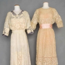 TWO HAND MADE LACE TEA GOWNS, c. 1910