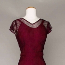 BURGUNDY MESH EVENING GOWN, 1930s