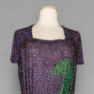 BEADED PURPLE &amp; GREEN GOWN, 1940s