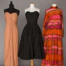 THREE SILK EVENING DRESSES, 1955-1975