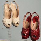 TWO PAIR OPEN-TOE PLATFORM SHOES, MID 1940s