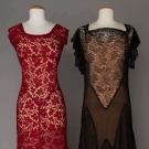 1 RED &amp; 1 BLACK EVENING DRESS, 1930s