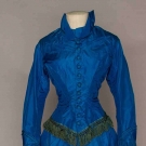PEACOCK BLUE AFTERNOON DRESS, LATE 1860s