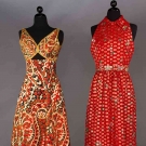 TWO DESIGNERS' BROCADE EVENING GOWNS, 1970