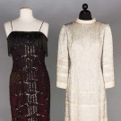 TWO BEADED FORMAL DESIGNER GOWNS, 1970s