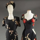 TWO PRINTED SILK DRESSES, 1940s