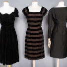 THREE BLACK SILK COCKTAIL DRESSES, 1950s