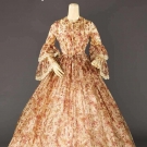 SILK PRINTED AFTERNOON DRESS, 1850s
