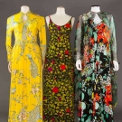 THREE PRINTED SILK GOWNS, 1970s