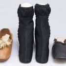 3 PAIR LADIES SQUARE-TOE SHOES, 1830-1840s