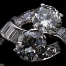 18K WHITE GOLD, 2.92 ct tw DIAMOND DINNER RING, 1930s
