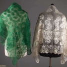 TWO SILK GAUZE BROCADE SHAWLS, 1800-1830