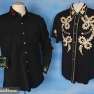 2 COWBOY BLACK WESTERN SHIRTS, 1940-1950s