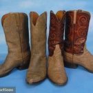 2 PR LUCCHESE EXOTIC HIDE COWBOY BOOTS, 1970s