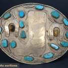 HUGE WESTERN SILVER COWBOY BELT BUCKLE, 1960s