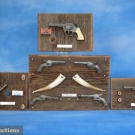 4 AMERICAN MOUNTED CAP PISTOL DISPLAYS, 1950s