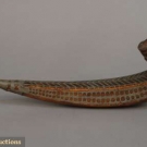 SIBERIAN ESKIMO PEWTER INLAID PIPE, 19th C