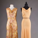 1 PRINTED TEA &amp; 1 EVENING GOWN, 1930s