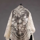 WHITE BRUSSELS LACE SHAWL, 1860-1880s