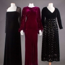 THREE VELVET EVENING GOWNS, 1930-1980