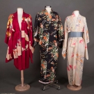 THREE LADIES' SILK PRINTED KIMONO, JAPAN
