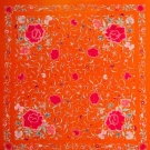 EMBROIDERED ORANGE SHAWL, CANTON, 19th C.