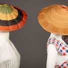 TWO STRAW NOVELTY BEACH HATS, 1920-1930s