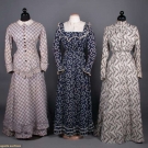 THREE PRINTED COTTON DAY DRESSES, 1880-1900
