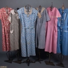 SIX COTTON DAY DRESSES, 1920-1940s