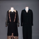 TWO BLACK SILK DAY DRESSES, c. 1930