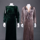 TWO SILK VELVET EVENING DRESSES, 1930s