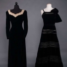 TWO BLACK VELVET EVENING GOWNS, 1940s