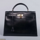 HERMES BLACK LEATHER KELLY BAG, PARIS, 1950-1960s