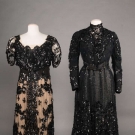TWO BLACK SEQUINED EVENING DRESSES, EARLY 20TH C