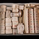 SATIN &amp; BROCADE CREAM RIBBONS &amp; TRIMS, MID 20TH C