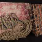 OVERSHOT COVERLET, TOILE VALANCE &amp; TASSELS, 19TH C