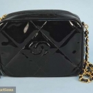 CHANEL BLACK PATENT LEATHER PURSE, 1980s