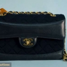 CHANEL NAVY WOOL JERSEY PURSE, 1980s