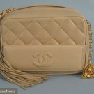 CHANEL BEIGE LAMBSKIN PURSE, 1980s
