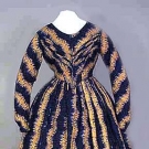 PRINTED WOOL WEDDING GOWN, MA., c. 1845