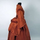 CHESTNUT BROWN SILK AFTERNOON DRESS, c. 1868