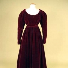 CLARET VELVET EVENING GOWN, 1820s