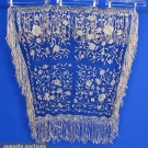2 FRENCH SILK EMBROIDERED SCARVES, c. 1920