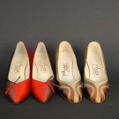2 PAIR MICHEL SILK PUMPS, MID 20th C