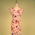 POPPY PRINT SILK CREPE GOWN, c. 1940