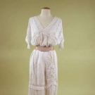 WHITE COTTON &amp; LACE TEA GOWN, c. 1913