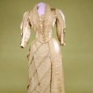 CREAM SILK &amp; LACE WEDDING GOWN, MA., 1886