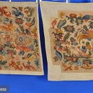 PAIR CHINOISERIE NEEDLEWORK TEXTILES, c. 1900
